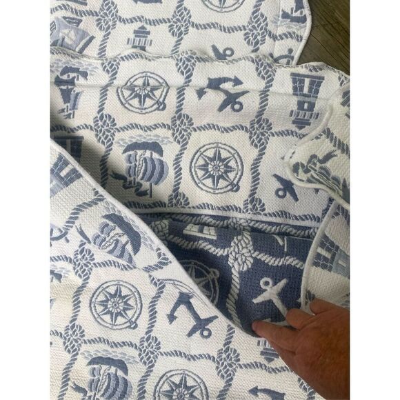 Set of 2 Nautical Pillow Shams Blue White Lighthouse Anchor Compass Coastal 22”x - Picture 5 of 5